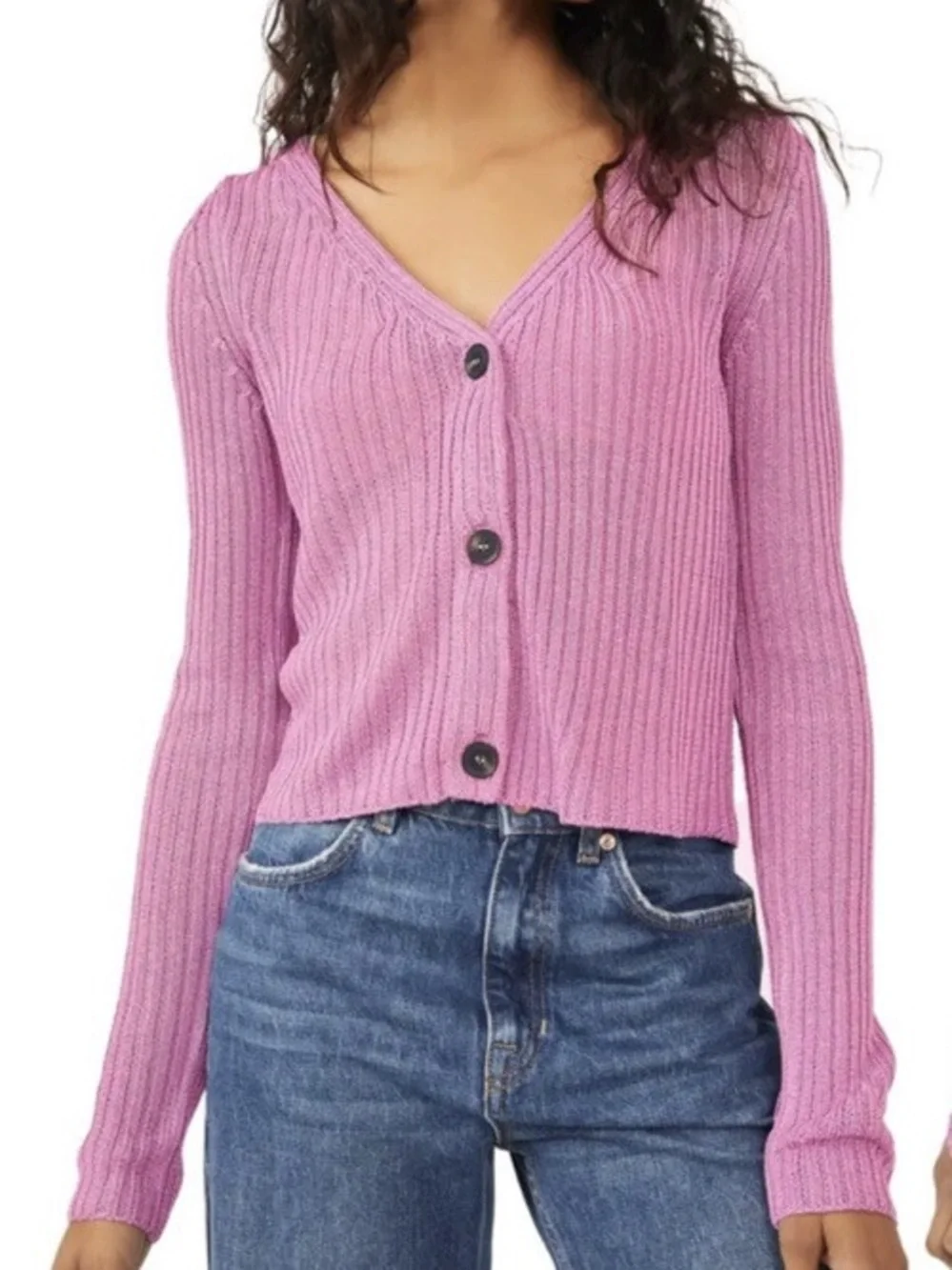Sonoma mauve ribbed v-neck cardigan size L